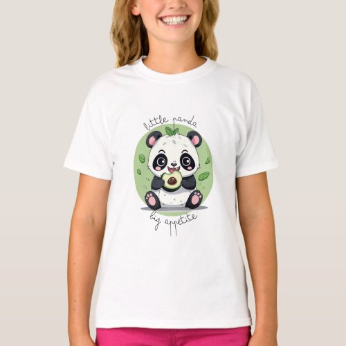 Kawaii Cute Baby Panda Eating Avocado T_Shirt