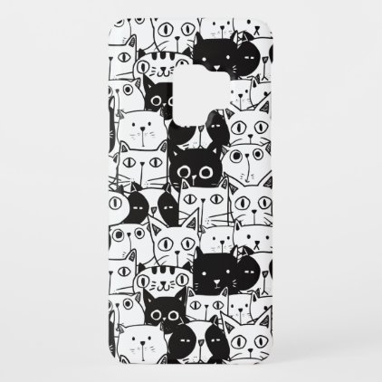Kawaii Cute Black And White Cat Pattern Case-Mate Samsung Galaxy S9 Case
