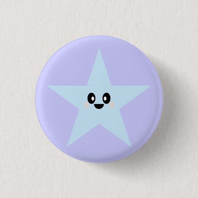 KAWAII CUTE BLUE STAR PIN BUTTON (Front)