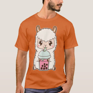 Kawaii Cute Boba Flame Alpaca Strawberry Bubble Mi T-Shirt