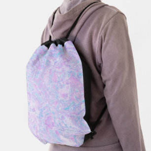 Kawaii Cute Boho Swirly Pastel Cotton Candy Marble Drawstring Bag