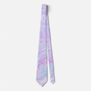 Kawaii Cute Boho Swirly Pastel Cotton Candy Marble Neck Tie