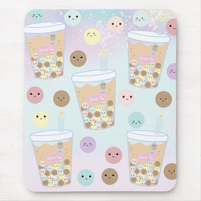 Kawaii Cute Bubble Pearl Milk Tea Tapioca Drink Mouse Pad (Front)