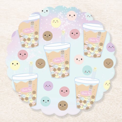 Kawaii Cute Bubble Pearl Milk Tea Tapioca Scallop Paper Coaster