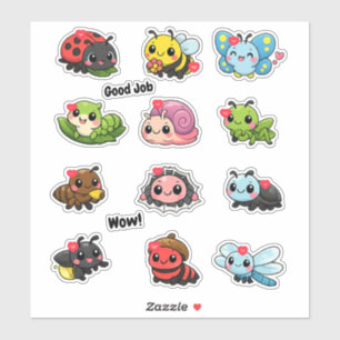 Kawaii Cute Bugs and Insects Student Reward  Sticker