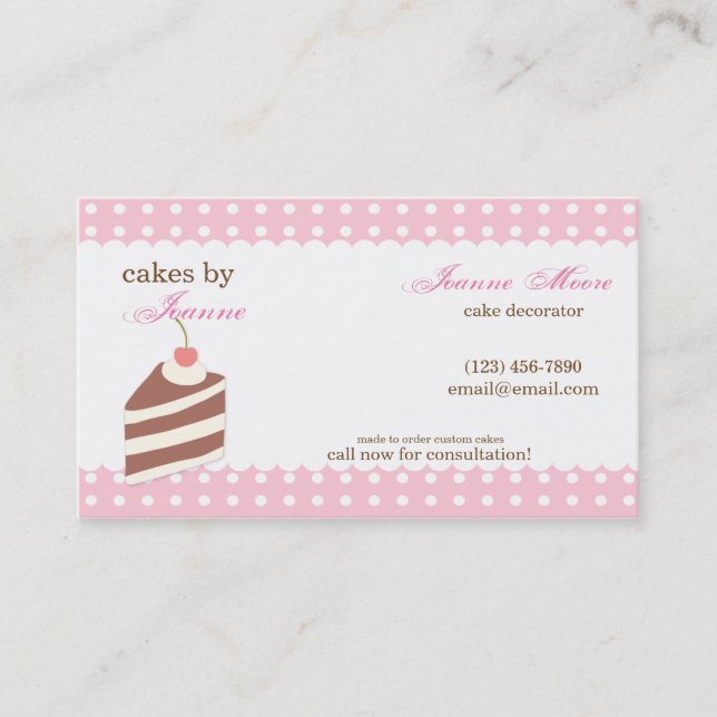 Kawaii CUTE Cake Bakery Business Card (Front)