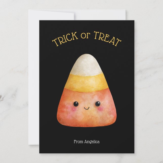 Kawaii Cute Candy Corn Kid Halloween Card (Front)