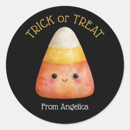 Kawaii Cute Candy Corn Kids Halloween Classic Round Sticker