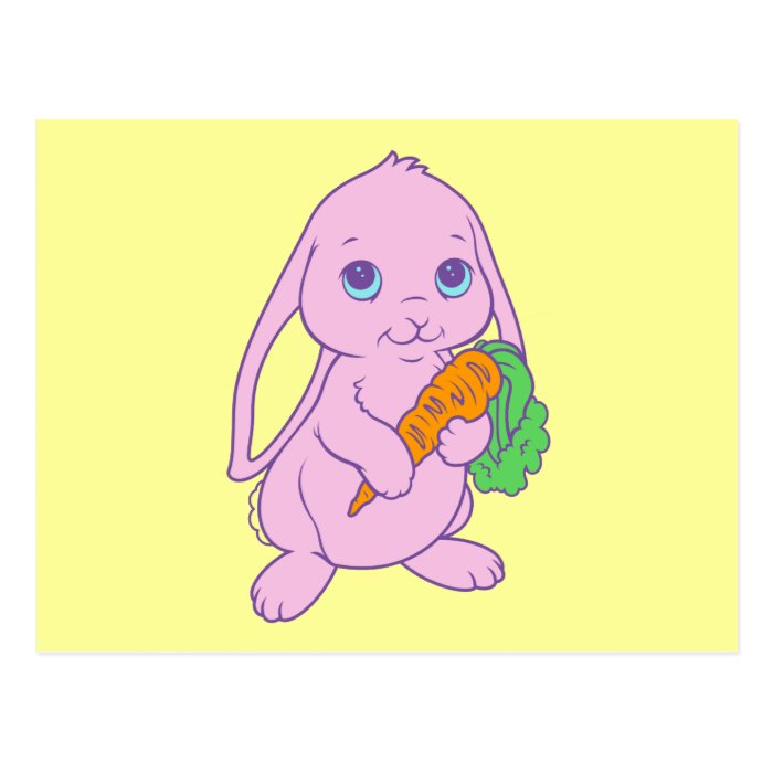 Kawaii Cute Cartoon Bunny Rabbit Carrot Post Card