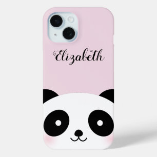 Kawaii Cute Cartoon Panda Bear Custom Name iPhone 15 Case