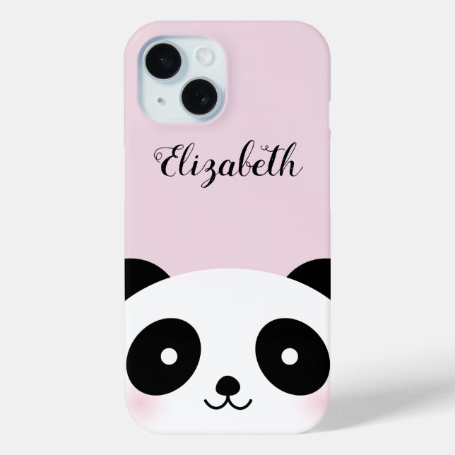 Kawaii Cute Cartoon Panda Bear Custom Name Case-Mate iPhone Case (Back)