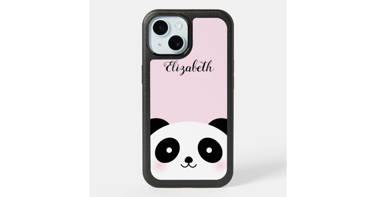 Kawaii Cute Cartoon Panda Bear Custom Name iPhone 15 Case | Zazzle