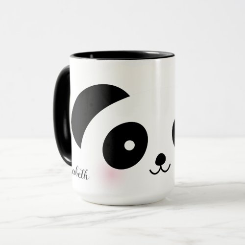 Kawaii Cute Cartoon Panda Bear Custom Name Mug