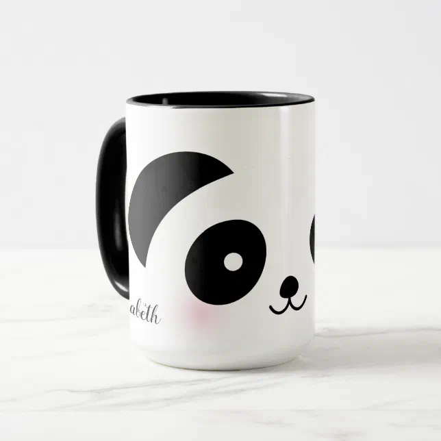 Kawaii Cute Cartoon Panda Bear Custom Name Mug | Zazzle
