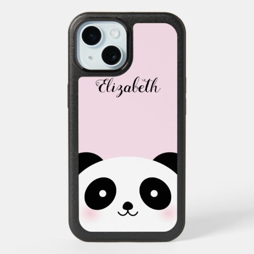 Kawaii Cute Cartoon Panda Bear Custom Name iPhone 15 Case