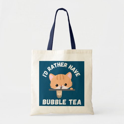 Kawaii Cute Cat Bubble Tea Japanese Anime Boba  Tote Bag
