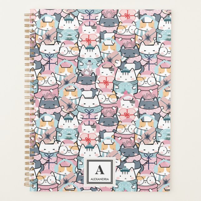 Kawaii Cute Cat Pattern (3) Planner (Front)