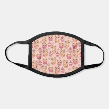 Kawaii Cute Cats And Cupcakes Pink Pattern Face Mask by VintageDesignsShop at Zazzle