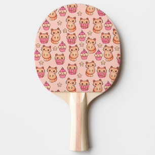 Kawaii Cute Cats and Cupcakes Pink Pattern Ping-Pong Paddle