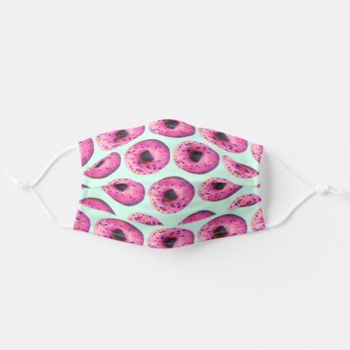 kawaii cute chic girly pattern mint and pink donut adult cloth face mask