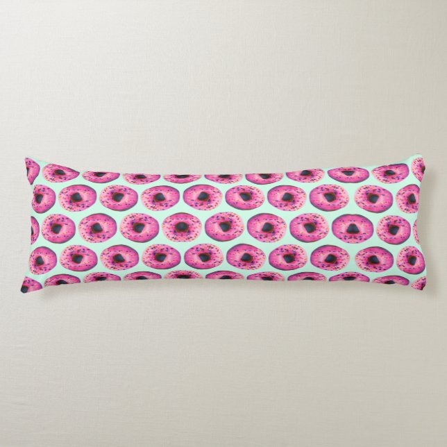 kawaii cute chic girly pattern mint and pink donut body pillow (Front)