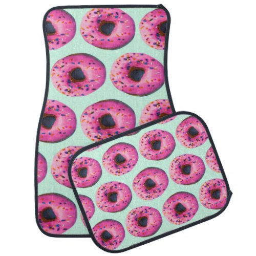 kawaii cute chic girly pattern mint and pink donut car floor mat