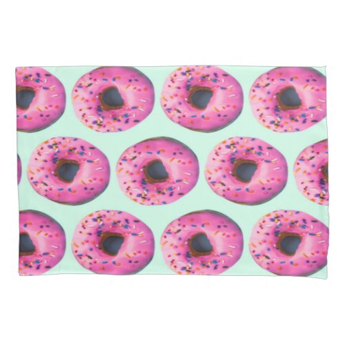 kawaii cute chic girly pattern mint and pink donut pillow case