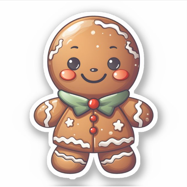 Kawaii Cute Christmas Gingerbread Baked With Love Sticker (Front)