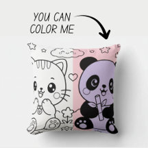 Kawaii Cute Coloring Book Pillow