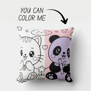 Kawaii Cute Coloring Book Pillow
