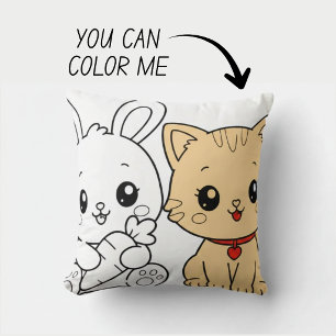 Kawaii Cute Coloring Book Pillow