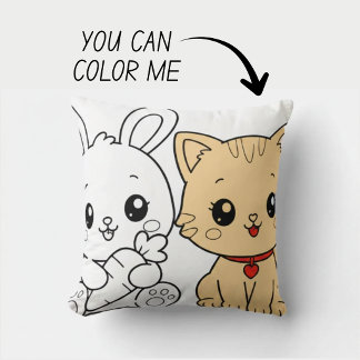 Kawaii Cute Coloring Book Pillow