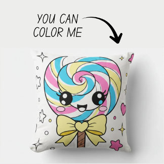 Kawaii Cute Coloring Book Pillow