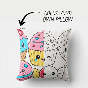 Kawaii Cute Coloring Book Pillow