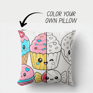 Kawaii Cute Coloring Book Pillow