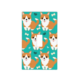 Kawaii Cute Corgi dog simple illustration pattern Light Switch Cover