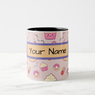 Kawaii Cute Custom Gift Personalised Birthday  Two-Tone Coffee Mug
