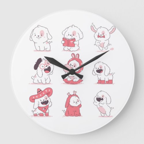 kawaii cute dog  design large clock