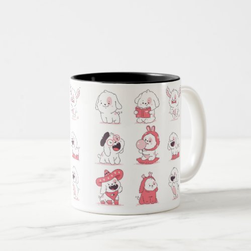 kawaii cute dog design Two-Tone coffee mug