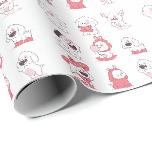 kawaii cute dog  design wrapping paper