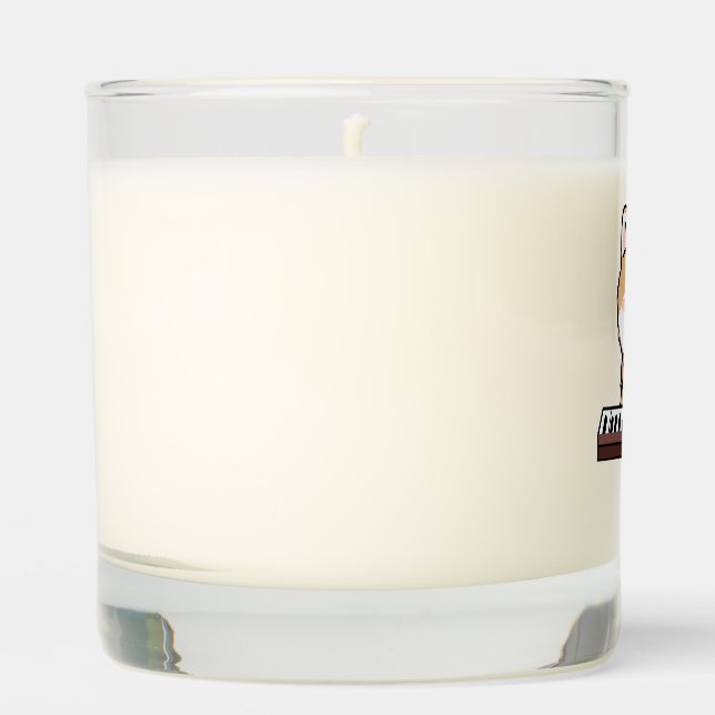 Kawaii Cute Dog Playing Piano Keyboard Scented Candle (Front)