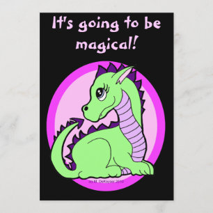 Kawaii Cute Dragon Birthday Party Invitation