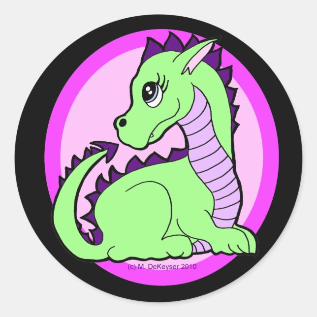 Kawaii Cute Dragon Classic Round Sticker (Front)