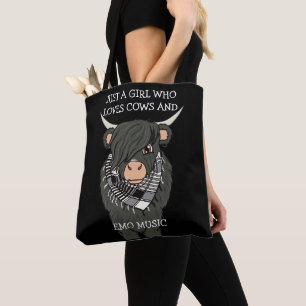 Kawaii Cute Emo Scene Kid Cow Tote Bag