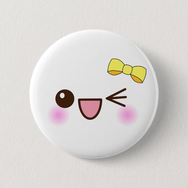 kawaii cute face pinback button (Front)