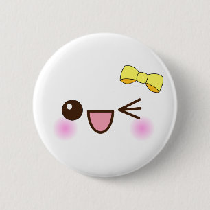 kawaii cute face pinback button