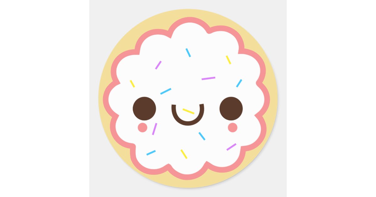 Kawaii Cute Frosted Sugar Cookie Sticker Zazzle Com