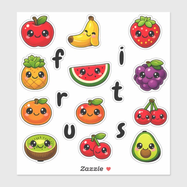 Kawaii Cute Fruit Educational Kids Reward Stickers (Sheet)