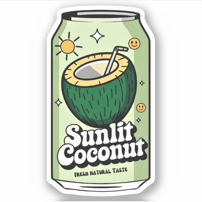 Kawaii Cute Fun Fruity Coconut Juice Drink Sticker (Front)