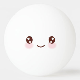 Kawaii Cute Funny Face. Emoji. Emoticon. Ping-Pong Ball